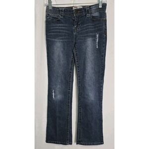 LEI Alexa Girls Denim Blue Jeans Size 12 With‎ Distressed Lowrise Slim Boot